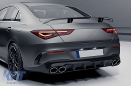 Rear Diffuser and Chrome Exhaust Tips suitable for Mercedes CLA X118 Shooting Brake C118 Coupe Sport Line (2019-up) CLA45S Design Aerodynamic Package-image-6078825