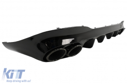 Rear Diffuser and Exhaust Tips suitable for Mercedes CLA X118 Shooting Brake C118 Coupe Sport Line (2019-up) CLA45S Design Aerodynamic Night Package-image-6090617