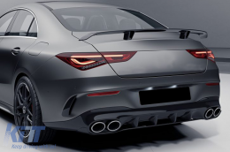 Rear Diffuser and Exhaust Tips suitable for Mercedes CLA X118 Shooting Brake C118 Coupe Sport Line (2019-up) CLA45S Design Aerodynamic Package-image-6090655