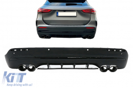 Rear Diffuser and Piano Black Exhaust Tips suitable for Mercedes GLA SUV H247 Sport Line (2020-) Aero 45S Design Night Package-image-6097329