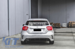 Rear Diffuser Black Edition with Muffler Tips suitable for Mercedes A-Class W176 (2012-2018) A45 Facelift Design-image-6028056