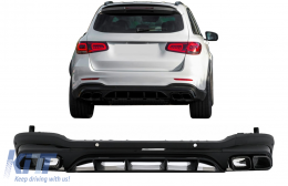 Rear Diffuser with Black Exhaust Muffler Tips suitable for Mercedes GLC SUV X253 Facelift (2020-up) GLC63 Design Night Package-image-6084580