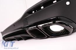 Rear Diffuser with Black Exhaust Muffler Tips suitable for Mercedes GLE W167 SUV V167 Sport Line (2019-Up) GLE63 Design Night Package-image-6107235