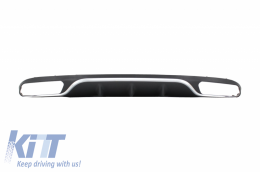 Rear Diffuser with Exhaust Muffler Tips suitable for Mercedes E-Class W213 S213 Standard (2016-2019) E63 Design Chrome Edition-image-6046878