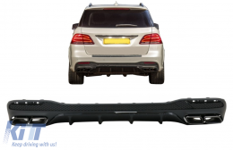 Rear Diffuser with Exhaust Muffler Tips suitable for Mercedes GLE W166 SUV Sport Line (2015-2018) Night Package-image-6078271