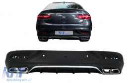 Rear Diffuser with Exhaust Muffler Tips suitable for Mercedes GLE Coupe C292 Sport Line (2015-2019) Chrome Edition GLE63 Design-image-6076949