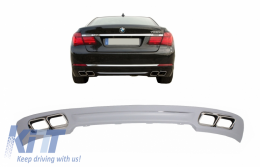 Rear Diffuser with Exhaust Muffler Tips Tailpipe suitable for BMW F01 (2008-up) 7 Series 760i Quad Design-image-6048572