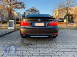 Rear Diffuser with Exhaust Muffler Tips Tailpipe suitable for BMW F01 (2008-up) 7 Series 760i Quad Design-image-6060987