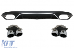 Rear Diffuser with Exhaust Tips and Central Grille Black suitable for Mercedes E-Class C238 A238 AMG Sport Line (2016+) E53 E63 Design-image-6058751