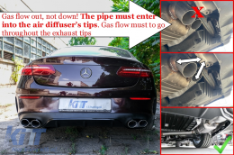 Rear Diffuser with Exhaust Tips and Central Grille Black suitable for Mercedes E-Class C238 A238 AMG Sport Line (2016+) E53 E63 Design-image-6076177