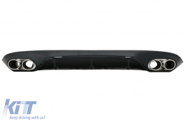 Rear Diffuser with Exhaust Tips and Trunk Boot Spoiler suitable for Mercedes E-Class C238 AMG Sport Line (2016-up) E53 Design Black Chrome-image-6058873