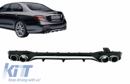 Rear Diffuser with Exhaust Tips suitable for Mercedes E-Class W213 Sport Line (2016-2019) E53 Design Silver Edition-image-6057793