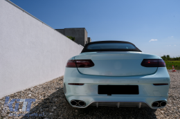 Rear Diffuser with Exhaust Tips suitable for Mercedes E-Class C238 A238 AMG Sport Line Coupe Cabrio (2016-2019) E53 Design Silver Edition-image-6094517