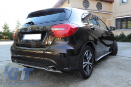 Rear Diffuser with Exhaust Tips Tailpipe Package Black suitable for Mercedes A-Class W176 (2012-up) Sport Pack-image-6018314