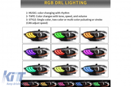 RGB DRL LED Scheinwerfer für Ford Mustang VI Facelift 2018-2022 Schwarz Dynamic Blinker-image-6107563