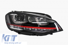 RHD Headlights 3D LED DRL suitable for VW Golf 7 VII (2012-2017) RED R20 GTI Look LED Flowing Dynamic Sequential Turning Lights-image-6022867