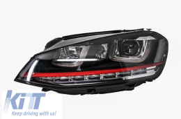 RHD Headlights 3D LED DRL suitable for VW Golf 7 VII (2012-2017) RED R20 GTI Look LED Flowing Dynamic Sequential Turning Lights-image-6022868