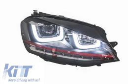 RHD Headlights 3D LED DRL suitable for VW Golf 7 VII (2012-2017) RED R20 GTI Look LED Flowing Dynamic Sequential Turning Lights-image-6022874