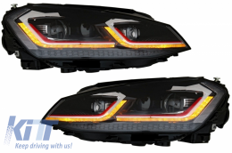 RHD Headlights LED Sequential Dynamic Turn Light with Grille suitable for VW Golf 7 VII (2013-2017) R Look Red-image-6048462