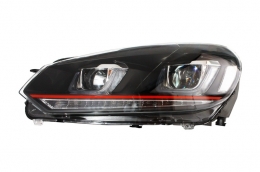 RHD Headlights suitable for VW Golf 6 VI (2008-2013) Golf 7 3D LED DRL U-Design LED Flowing Turning Light Red Stripe-image-6020936