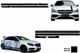 Set Sticker Side Decals Upper Bonnet Roof Tailgate Matte Black suitable for Mercedes CLA W117 C117 X117 (2013-2016) W176 (2012-2018) 45 Design Edition 1 - COSTICKERMBHMB