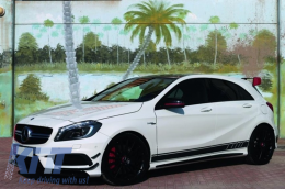 Set Sticker Side Decals Upper Bonnet Roof Tailgate Matte Black suitable for Mercedes CLA W117 C117 X117 (2013-2016) W176 (2012-2018) 45 Design Edition 1-image-6036369