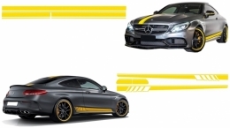 Set Sticker Side Decals & Upper Bonnet Roof Tailgate and Mirror Matte Yellow suitable for Mercedes C205 Coupe A205 Cabriolet (2014-up)-image-6063322