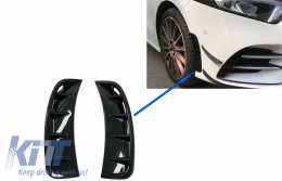 Side Vents Front Bumper suitable for Mercedes A Class W177 Hatchback (04.2018-2022) V177 Sedan (04.2018-2022) Piano Black-image-6065612