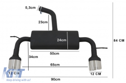 Sistema di scarico per VW Scirocco 2008-2014 129-316/27 Doppia uscita Puntali di scarico singoli-image-6008272