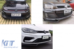 Spoiler labio delantero Y Divisor extensión trasera para VW Golf 7.5 GTI 2017-2020 Negro-image-6086999