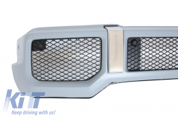 Stoßstange für Mercedes G W463 1990-2014 G65 Look Radkästen Gitter Silber-image-6053161