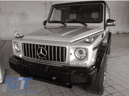 Stoßstange für Mercedes G W463 1990-2014 G65 Look Radkästen Gitter Silber-image-6053174