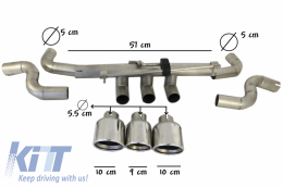 Système d'échappement avec Embouts de Silencieux Honda Civic MK10 (FC / FK) (2016-Up) Berline Type R Design--image-6040725