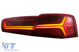 Taillights Full LED suitable for Audi A6 4G C7 Limousine (2011-2014) Red Clear Facelift Design with Sequential Dynamic Turning Lights-image-6042651