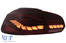 Taillights Full LED suitable for VW Golf 6 VI (2008-2013) Red Smoke with Sequential Dynamic Turning Lights (LHD and RHD)-image-6082682