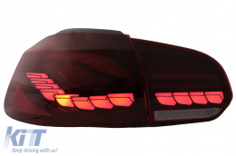 Taillights Full LED suitable for VW Golf 6 VI (2008-2013) Red Smoke with Sequential Dynamic Turning Lights (LHD and RHD)-image-6082684