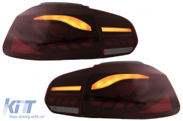 Taillights Full LED suitable for VW Golf 6 VI (2008-2013) Red Smoke with Sequential Dynamic Turning Lights (LHD and RHD)-image-6082688