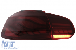 Taillights Full LED suitable for VW Golf 6 VI (2008-2013) Red Smoke with Sequential Dynamic Turning Lights (LHD and RHD)-image-6082693