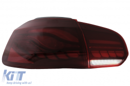 Taillights Full LED suitable for VW Golf 6 VI (2008-2013) Red Smoke with Sequential Dynamic Turning Lights (LHD and RHD)-image-6082695