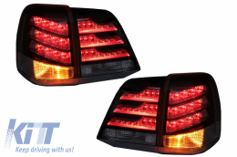 Taillights LED suitable for Toyota Land Cruiser FJ200 J200 (2007-2011) Black and White-image-6037437