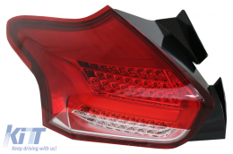 Taillights suitable for Ford Focus MK 3 Hatchback Facelift (2015-2018) Full LED BAR  With Flowing Dynamic Sequential Turning Lights, Red White-image-6075085