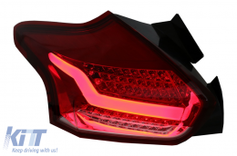 Taillights suitable for Ford Focus MK 3 Hatchback Facelift (2015-2018) Full LED BAR  With Flowing Dynamic Sequential Turning Lights, Red White-image-6075087