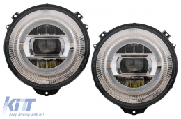 
Teljes LED első lámpa MERCEDES G-osztály W463 (2005-2017) modellekhez, króm, Facelift 2018 dizájn, dinamikus indításfény-image-6081237