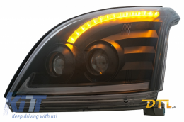 Tube Light LED Headlights suitable for Toyota Land Cruiser FJ120 (2003-2009) Black with Dynamic Turn Signal LHD-image-6063884