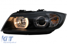 U-LED 3D Scheinwerfer Halogen für BMW 3er E90 E91 03.2005-08.2008 LHD Schwarz-image-6081326