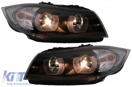 U-LED 3D Scheinwerfer Halogen für BMW 3er E90 E91 03.2005-08.2008 LHD Schwarz-image-6081339