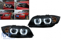 U-LED 3D Scheinwerfer Xenon für BMW 3 E90 Limo E91 Touring 03.05-08.08 LHD Schwarz-image-6079717