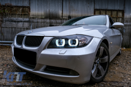 U-LED 3D Фарове Халоген подходящи за BMW 3 Series E90 Лимузина E91 Touring (03.2005-08.2008) LHD Черен-image-6099672