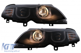 U LED Angel Eyes Headlights suitable for BMW 3 Series E46 Facelift Limousine Touring (2001-2005) Black-image-6093169