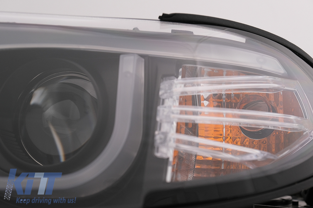 U LED Angel Eyes Headlights suitable for BMW 3 Series E46 Facelift  Limousine Touring (2001-2005) Black 